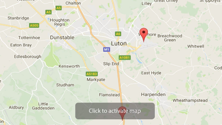 Aubrey Park Luton Map
