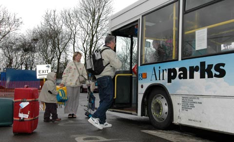 Luton Airparks Visitors Embarking the Bus 