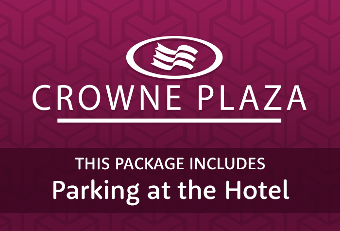 Crowne Plaza with parking at the hotel logo