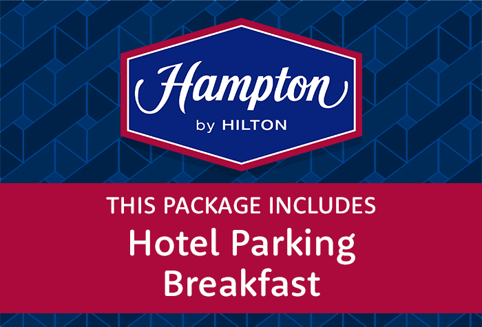 Hampton by Hilton with hotel parking logo